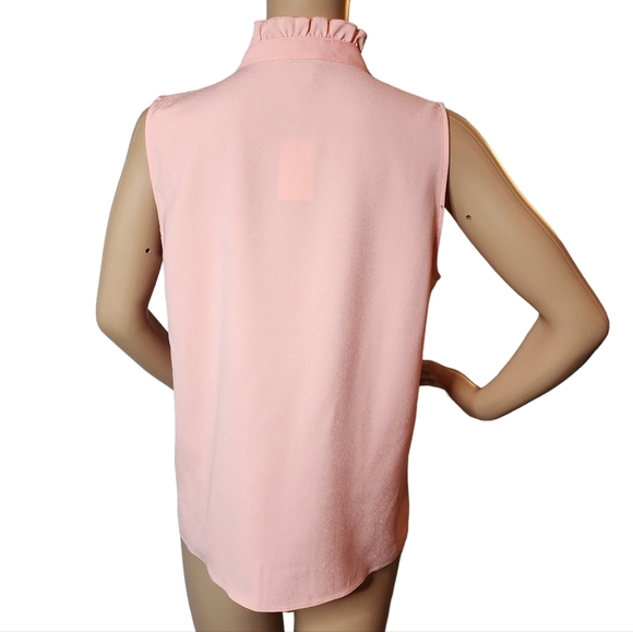 NWT J. Crew Size 6 Light Pink Coral Peach Ruffle Trim Crepe Sleeveless Blouse - Picture 10 of 16